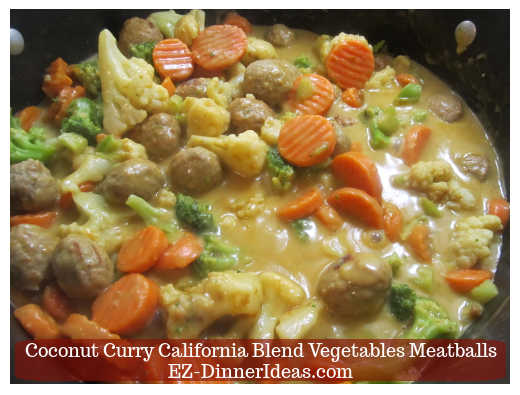 Coconut Curry California Blend Vegetables with Meatballs