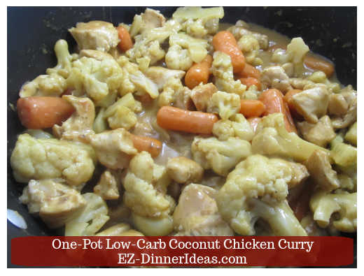 Combining chicken and vegetables in coconut curry sauce