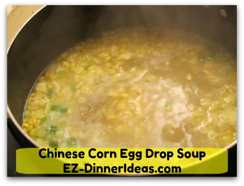 Chinese Corn Egg Drop Soup - Add soy sauce, salt and pepper to taste