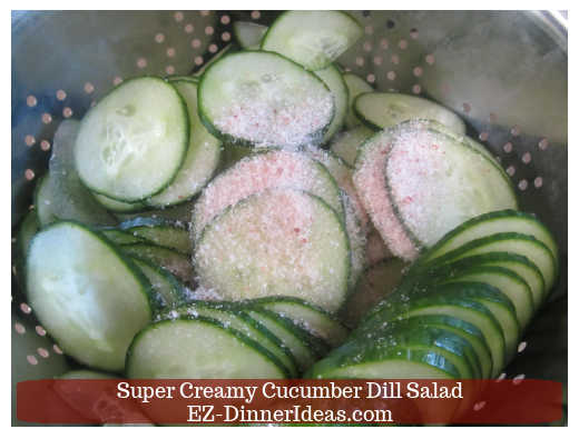 Salt on sliced cucumbers Salt on sliced cucumbers