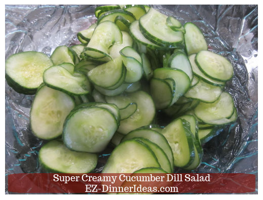 Sliced cucumbers ready for salad dressing Sliced cucumbers ready for salad dressing