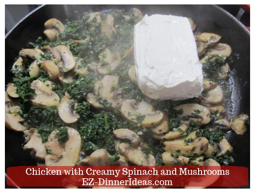 Cream cheese in mushroom and spinach mixture