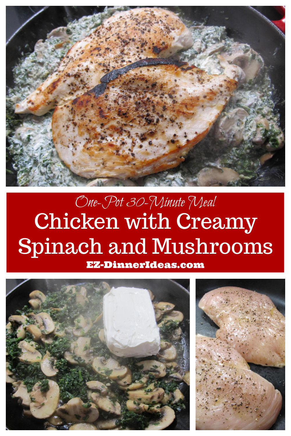 Chicken Spinach Mushroom Recipe | Creamy Spinach and Mushrooms Chicken
