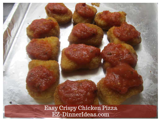 Tomato sauce on baked chicken nuggets Tomato sauce on baked chicken nuggets