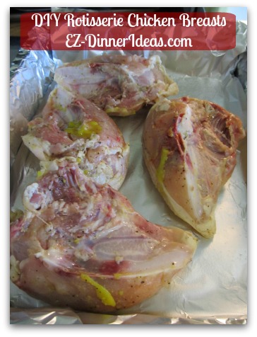 Homemade Rotisserie Chicken Recipe - Same recipe applies to bone-in, skin-on chicken thighs, breasts, leg quarters and drum sticks.