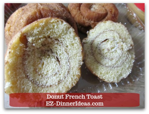 Donut French Toast - Cut donuts into halves crosswise Donut French Toast - Cut donuts into halves crosswise
