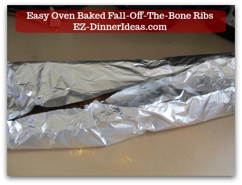 Baby Back Pork Ribs Recipe | Easy Oven Baked Fall-Off-The-Bone Ribs - See that little gap where it is not covered with aluminum foil?