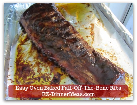 Baby Back Pork Ribs Recipe | Easy Oven Baked Fall-Off-The-Bone Ribs - After 3-3.5 hours later, meat is falling off the bone.  Uncover the meat.