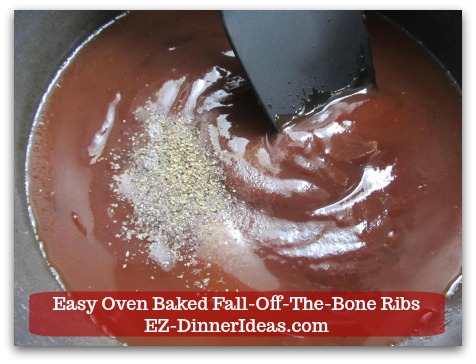 Baby Back Pork Ribs Recipe | Easy Oven Baked Fall-Off-The-Bone Ribs - Mix store-bought BBQ sauce, water, sugar, salt and pepper to taste.