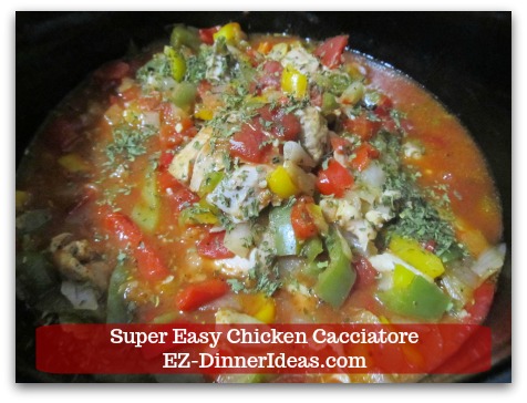 Italian Chicken Dinner Recipe | Super Easy Chicken Cacciatore - Salt and pepper to taste; discard bay leaves and serve immediately.
