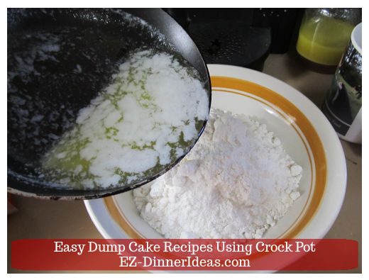 Melted butter into cake mix