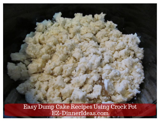 Cake mix and melted butter mixture in the slow cooker