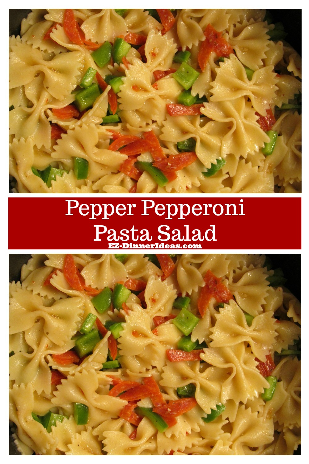 An easy salad meal is great for any occasions.  You can serve this pepper pepperoni pasta salad in a dinner party or even on the road if you are always on the run from one place to another.