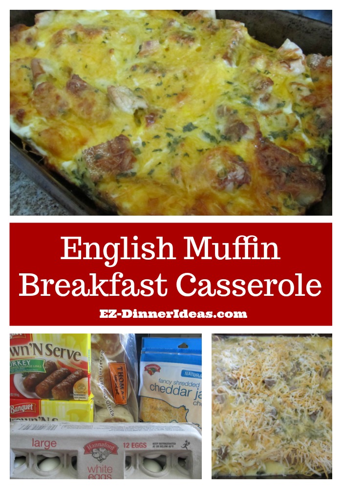 This English muffin breakfast casserole recipe is easy, tasty, filling and cheap.  How can you beat that for feeding a big crowd?