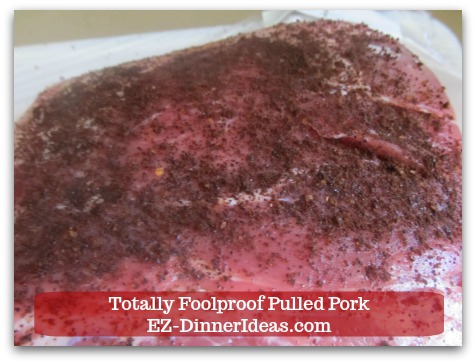 Pulled Pork Barbecue Recipe - Liberally cover all sides of the meat with bbq seasoning and press it down.