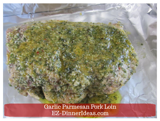 Pork loin in roasting pan