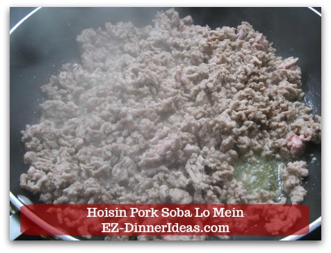 BBQ Pork Lo Mein Recipe | Hoisin Pork Soba Lo Mein - Stir regularly until meat is cooked through.