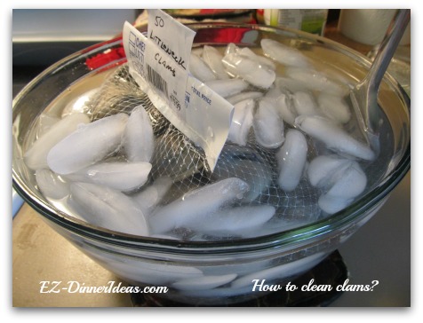 How to clean clams? Transfer the bowl into the fridge which will keep everything cool and slow down the ice melting into water.