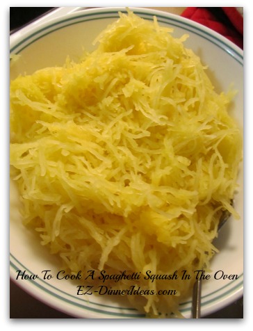 Transfer spaghetti squash flesh into a bowl