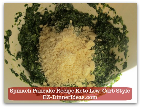 Spinach Pancake Recipe Keto Low-Carb Style - Stir in 1/2 cup Almond Flour.