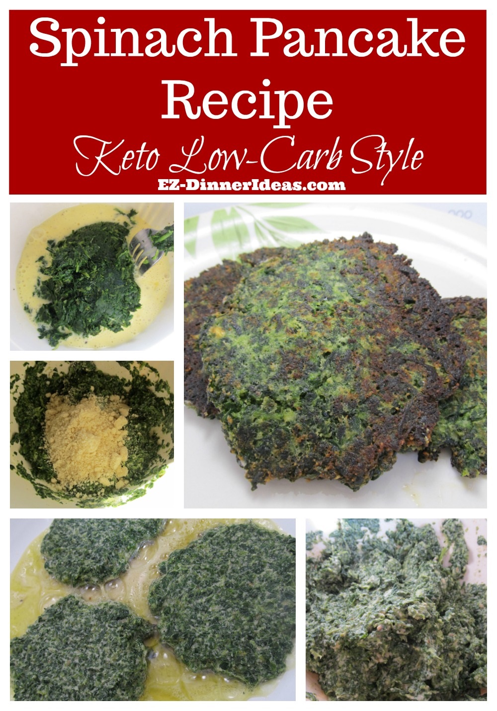 Spinach pancake recipe in low-carb Keto style is a savory, quick and easy meal filled with tons of fiber and makes you feel great.