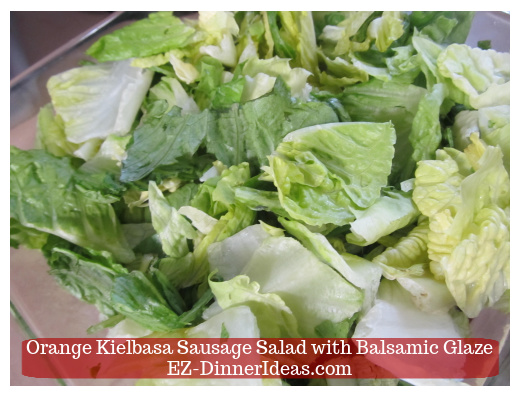 Pre-washed romaine lettuce in salad bowl