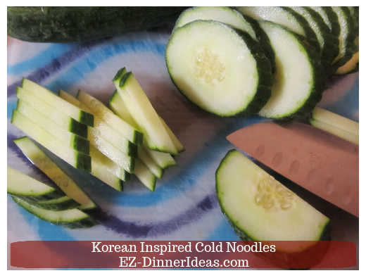 Cutting cucumber into strips