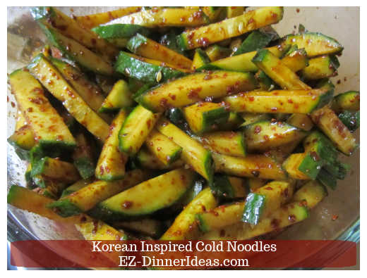 Cucumber mixed with marinade