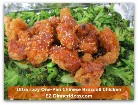 Ultra Lazy One-Pan Chinese Broccoli Chicken - Pour sauce on top of chicken,  garnish with sesame seeds and enjoy