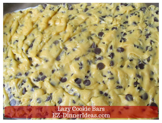 Cookie bar batter on baking dish