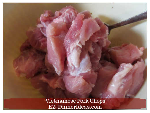 Bite size pieces of pork chops Bite size pieces of pork chops