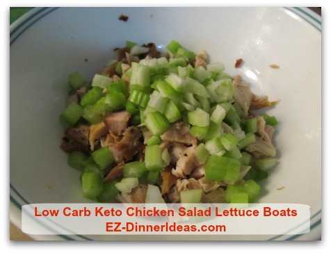 Low Carb Keto Chicken Salad Lettuce Boats - Cut celery about the same size as chicken