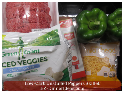 Ingredients for Low Carb Unstuffed Peppers Skillet