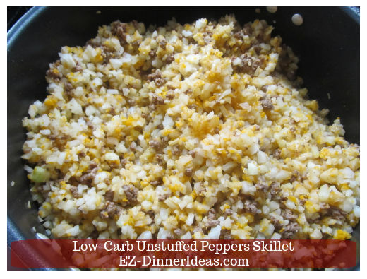 Ground beef and cauliflower rice mixed together