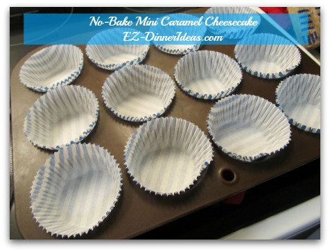 No-Bake Mini Caramel Cheesecake - Cheesecake filling will perfectly fill 12 liners