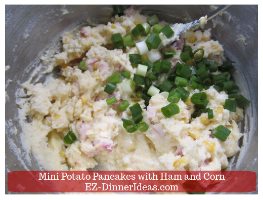 Potato pancake mixture with scallions