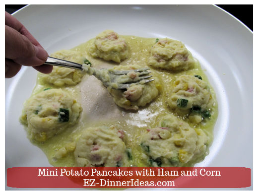 Potato pancakes cooking in a pan