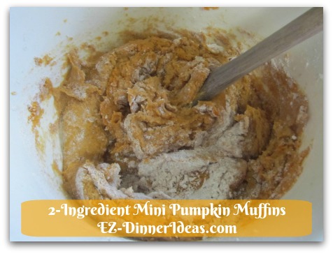 Recipe Using Spice Cake Mix | 2-Ingredient Mini Pumpkin Muffins - When you combine the only 2 ingredients together, it may look too dry.