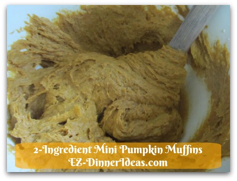 Recipe Using Spice Cake Mix | 2-Ingredient Mini Pumpkin Muffins - See, once all the ingredients are mixed together, the batter is perfect.