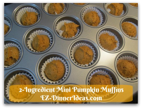 Recipe Using Spice Cake Mix | 2-Ingredient Mini Pumpkin Muffins - Bake for 12-17 minutes until toothpick insert into the middle and comes out clean.