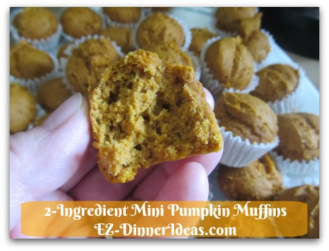 Recipe Using Spice Cake Mix | 2-Ingredient Mini Pumpkin Muffins - Look at how moist these cuties are.