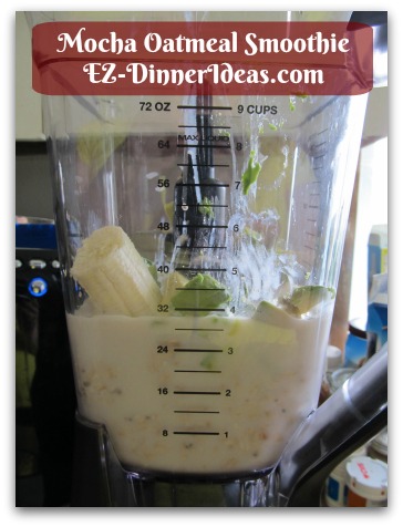 Mocha Oatmeal Smoothie - Use a spoon to scoop out avocado and transfer into blender