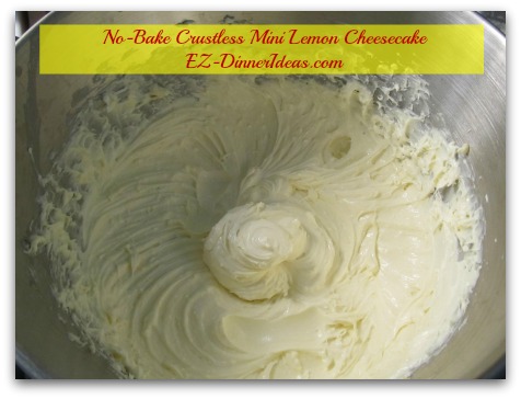 No-Bake Crustless Mini Lemon Cheesecake - Use hand mixer to combine cream cheese, lemon curd and lemon zest No-Bake Crustless Mini Lemon Cheesecake - Use hand mixer to combine cream cheese, lemon curd and lemon zest