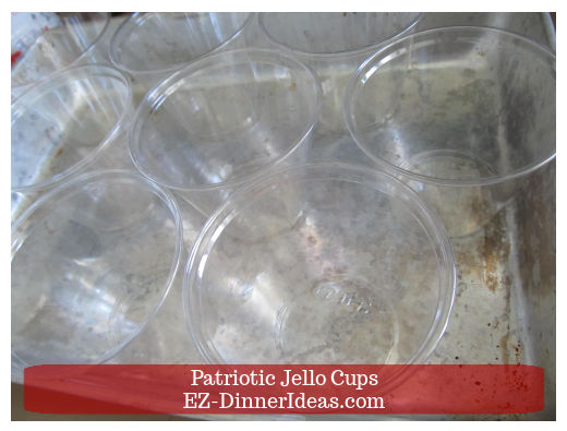 Plastic cups in baking dish
