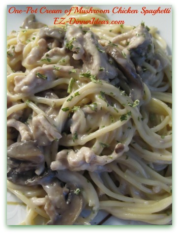 One-Pot Cream of Mushroom Chicken Spaghetti