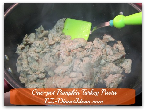 One-pot Pumpkin Turkey Pasta - Brown ground turkey