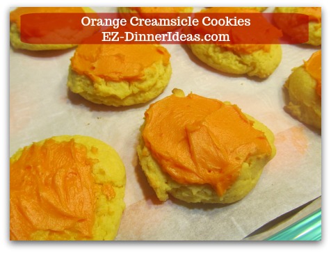 Easy Cake Mix Cookies Recipe | Orange Creamsicle Cookies - Use a butter knife to add icing on top of cookies.