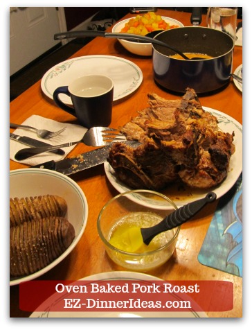 Oven Baked Pork Roast Recipe with Strawberry Pepper Sauce or Gravy - I once served it with roasted acorn squash and hasselback potatoes.