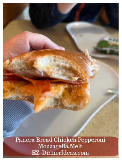 Panera Bread chicken sandwich in the restaurant
