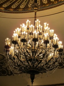 The gorgeous chandelier in the Proctors